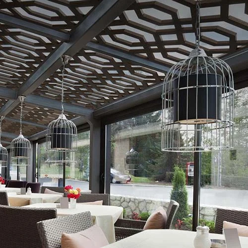 Patterned architectural panels in an installed project