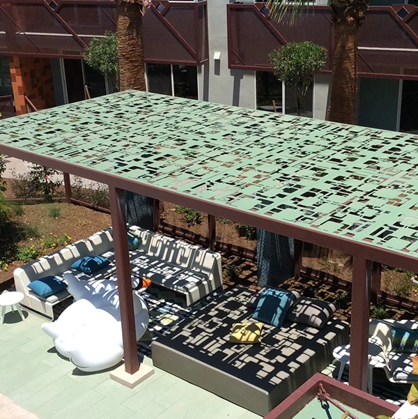 Patterned architectural panels in an installed project